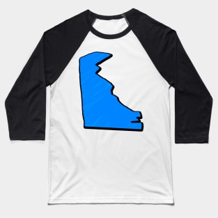 Bright Blue Delaware Outline Baseball T-Shirt